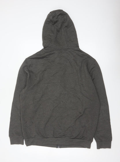 Ellesse Men’s Grey L Full Zip Hoodie Logo Cotton Blend Pockets