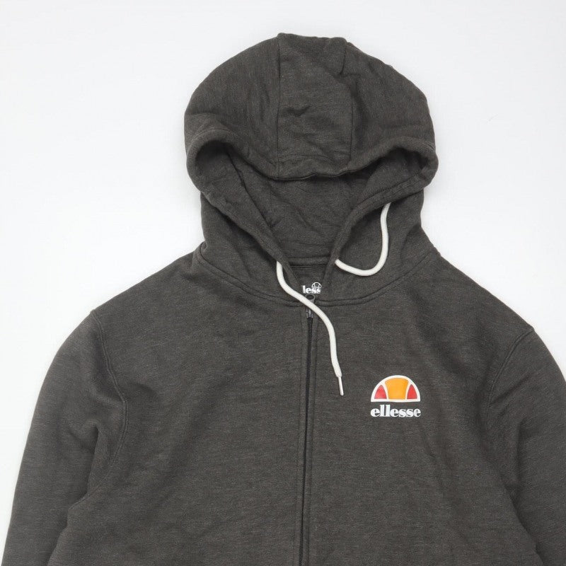 Ellesse Men’s Grey L Full Zip Hoodie Logo Cotton Blend Pockets
