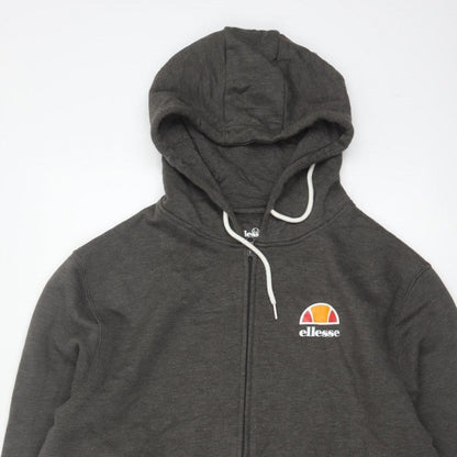 Ellesse Men’s Grey L Full Zip Hoodie Logo Cotton Blend Pockets