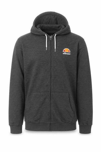 Ellesse Men’s Grey L Full Zip Hoodie Logo Cotton Blend Pockets