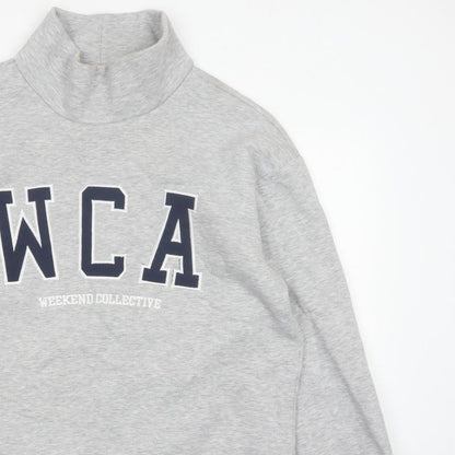 ASOS Design Women Grey M WCA High Neck Logo Pullover Sweatshirt