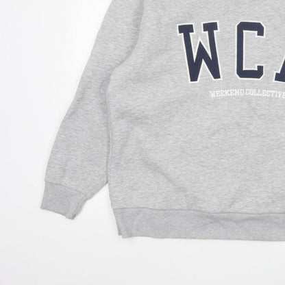 ASOS Design Women Grey M WCA High Neck Logo Pullover Sweatshirt