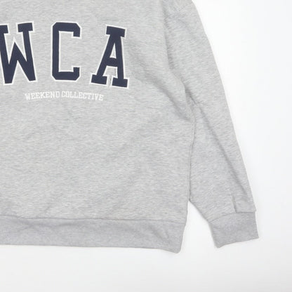 ASOS Design Women Grey M WCA High Neck Logo Pullover Sweatshirt
