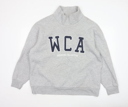 ASOS Design Women Grey M WCA High Neck Logo Pullover Sweatshirt