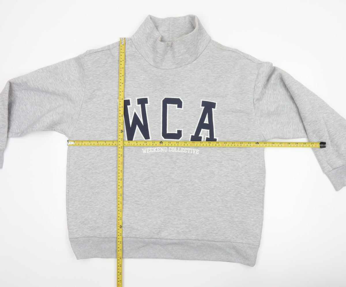 ASOS Design Women Grey M WCA High Neck Logo Pullover Sweatshirt