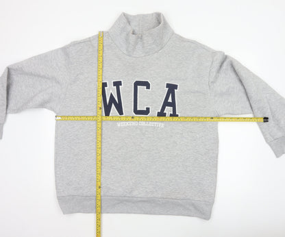 ASOS Design Women Grey M WCA High Neck Logo Pullover Sweatshirt