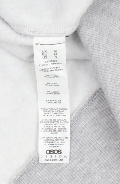 ASOS Design Women Grey M WCA High Neck Logo Pullover Sweatshirt