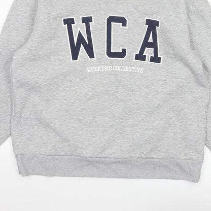 ASOS Design Women Grey M WCA High Neck Logo Pullover Sweatshirt