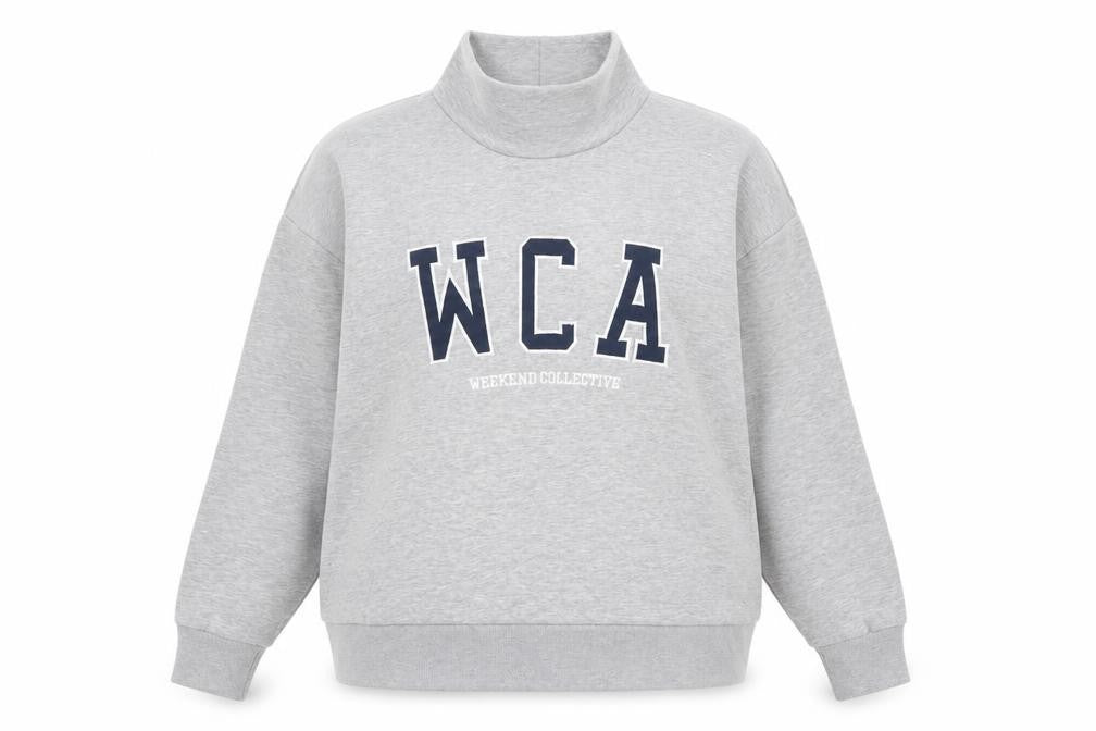 ASOS Design Women Grey M WCA High Neck Logo Pullover Sweatshirt