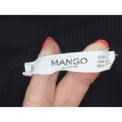 Mango Women Black UK 8 Pullover Sweatshirt Red Stripe Crew Neck