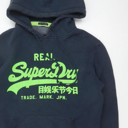 Superdry Men’s Blue S Pullover Hoodie Graphic Logo Fleece