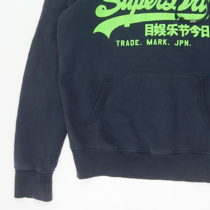 Superdry Men’s Blue S Pullover Hoodie Graphic Logo Fleece