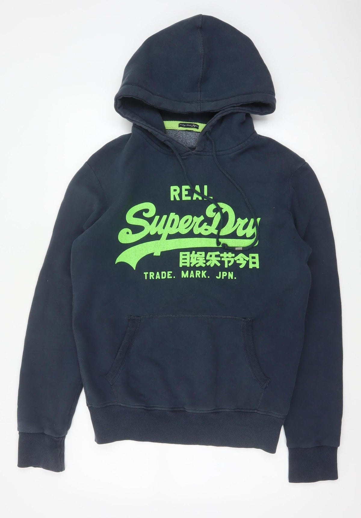 Superdry Men’s Blue S Pullover Hoodie Graphic Logo Fleece