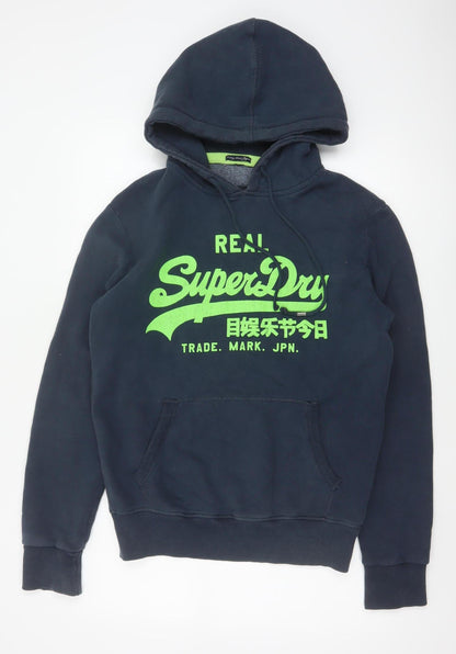 Superdry Men’s Blue S Pullover Hoodie Graphic Logo Fleece