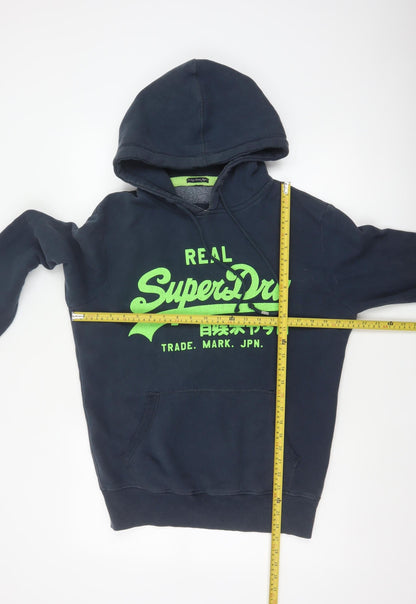 Superdry Men’s Blue S Pullover Hoodie Graphic Logo Fleece