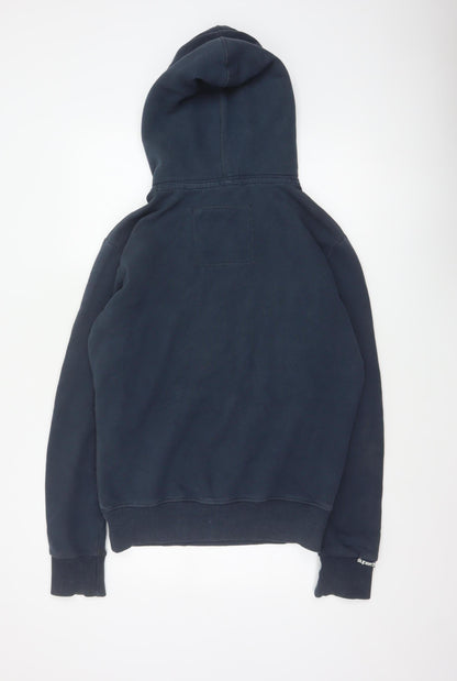 Superdry Men’s Blue S Pullover Hoodie Graphic Logo Fleece