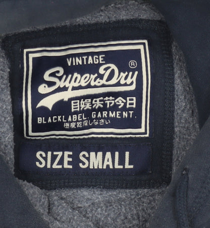Superdry Men’s Blue S Pullover Hoodie Graphic Logo Fleece