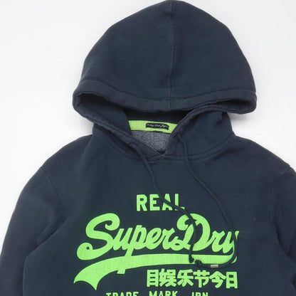 Superdry Men’s Blue S Pullover Hoodie Graphic Logo Fleece