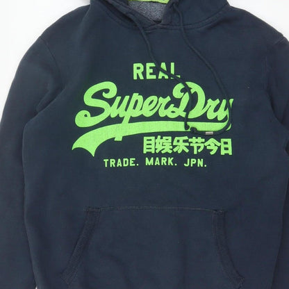 Superdry Men’s Blue S Pullover Hoodie Graphic Logo Fleece