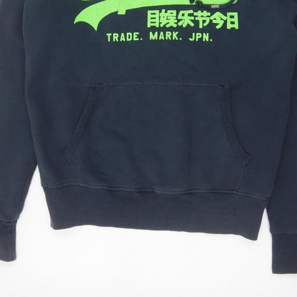 Superdry Men’s Blue S Pullover Hoodie Graphic Logo Fleece
