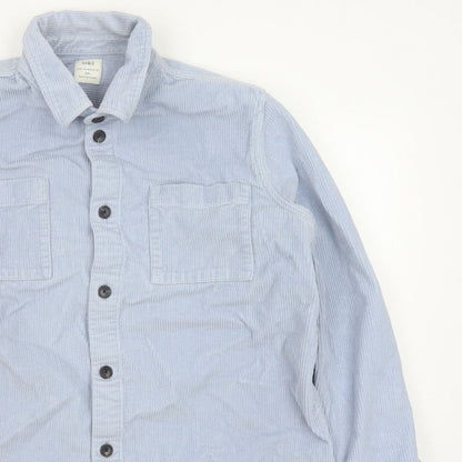 Marks and Spencer Men Blue 2XL Corduroy Overshirt Button-Up