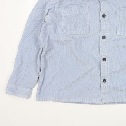 Marks and Spencer Men Blue 2XL Corduroy Overshirt Button-Up