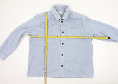 Marks and Spencer Men Blue 2XL Corduroy Overshirt Button-Up