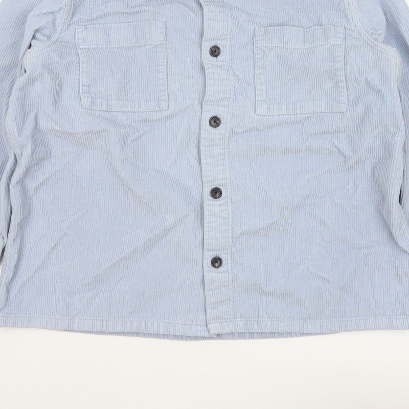 Marks and Spencer Men Blue 2XL Corduroy Overshirt Button-Up