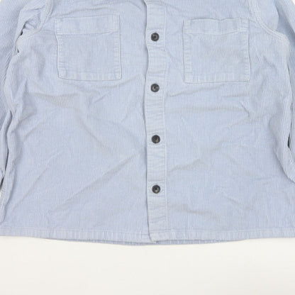 Marks and Spencer Men Blue 2XL Corduroy Overshirt Button-Up