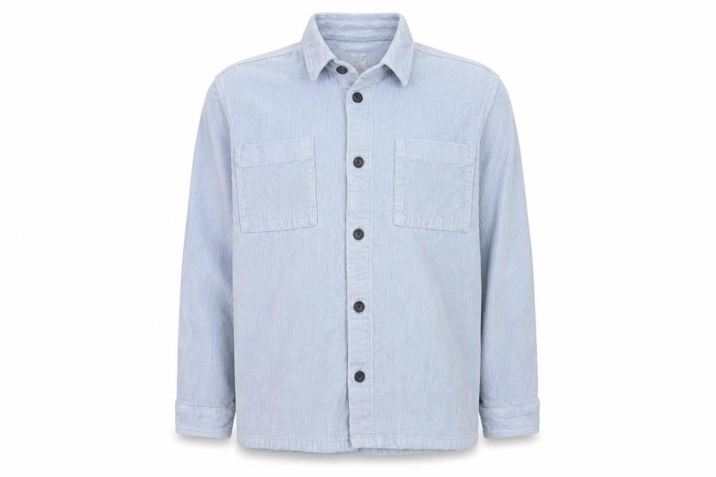Marks and Spencer Men Blue 2XL Corduroy Overshirt Button-Up