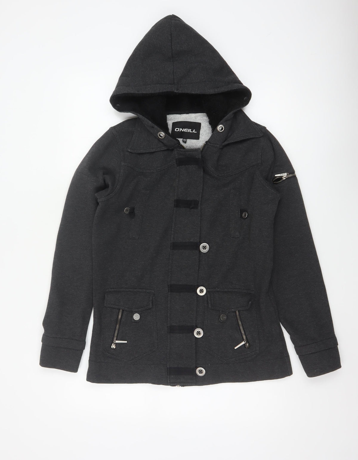 O'Neill Women’s Black Size 12 Hooded Full Zip Fleece Sweatshirt Jacket