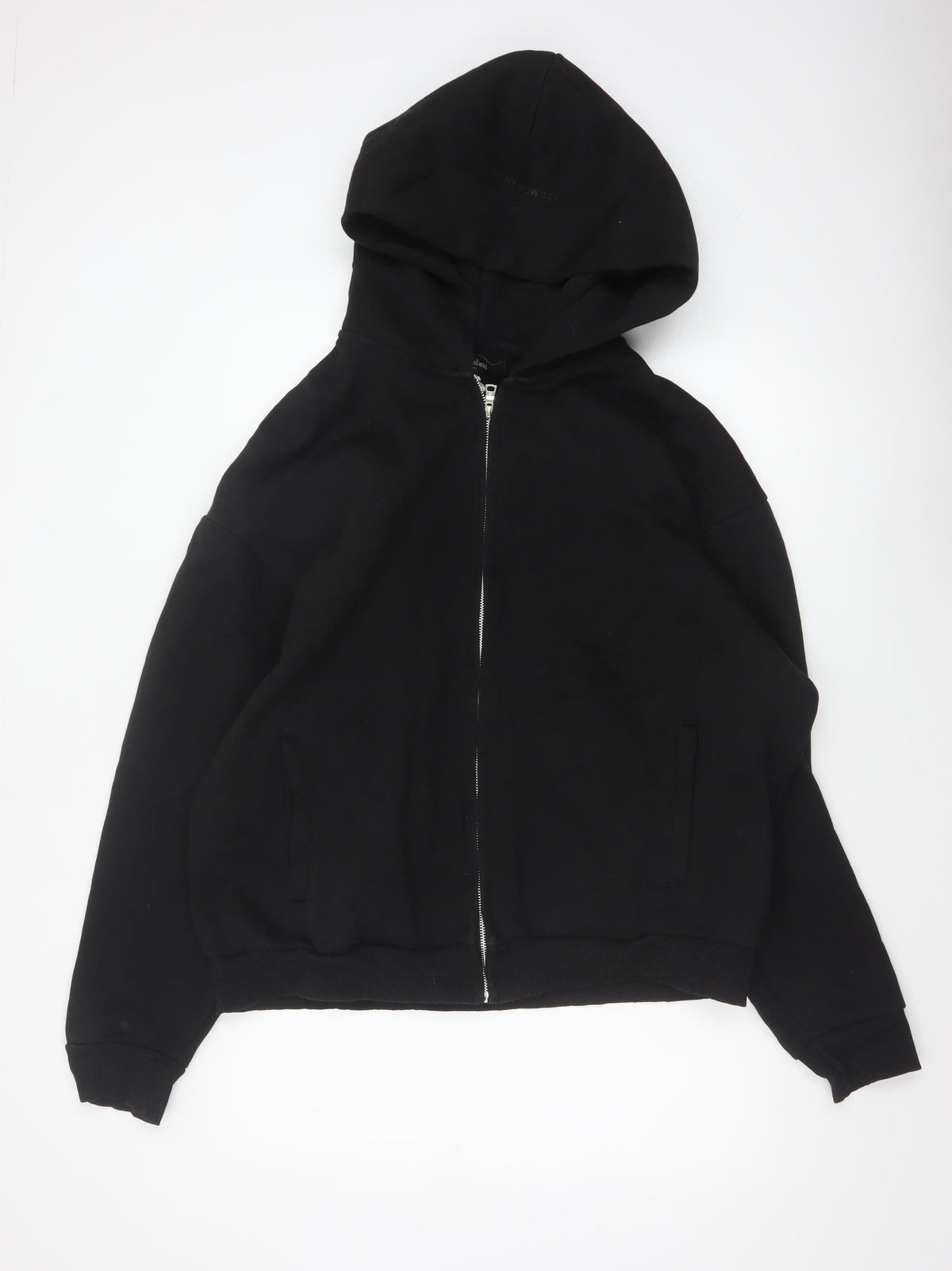 River Island Men’s Black XL Full Zip Hooded Cotton Blend Hoodie