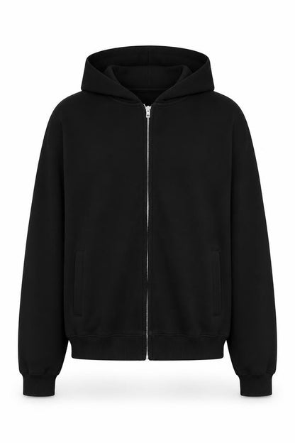 River Island Men’s Black XL Full Zip Hooded Cotton Blend Hoodie