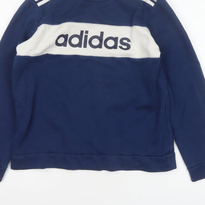 adidas Boys Blue 11-12 Years Pullover Colourblock Logo Sweatshirt