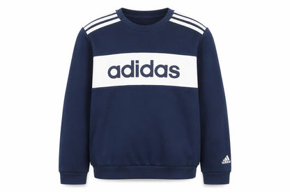 adidas Boys Blue 11-12 Years Pullover Colourblock Logo Sweatshirt