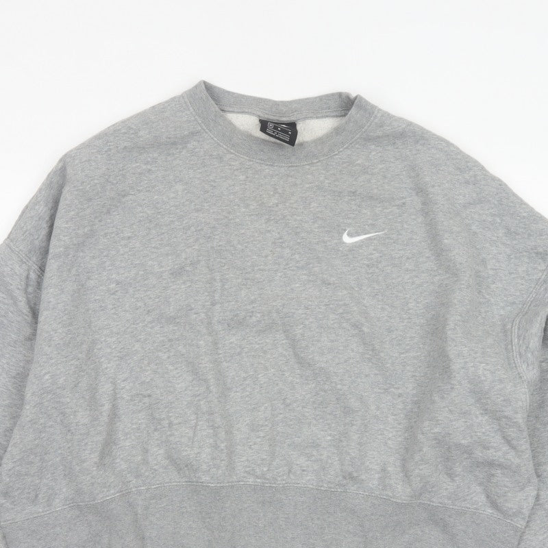 Nike Women’s Grey M Logo Crew Neck Pullover Sweatshirt Fleece