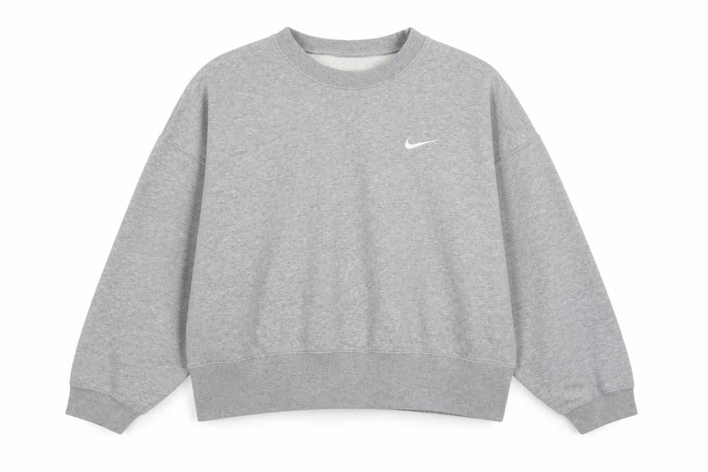 Nike Women’s Grey M Logo Crew Neck Pullover Sweatshirt Fleece