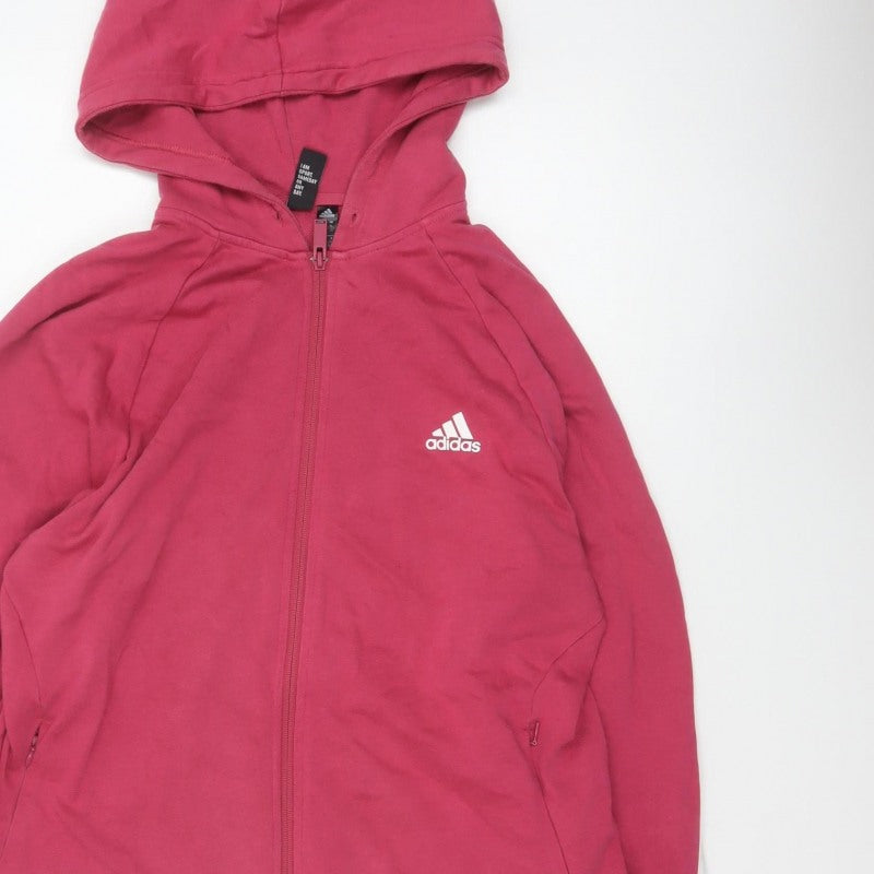 Adidas Women Pink UK 20 Full Zip Hooded Logo Hoodie