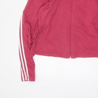 Adidas Women Pink UK 20 Full Zip Hooded Logo Hoodie