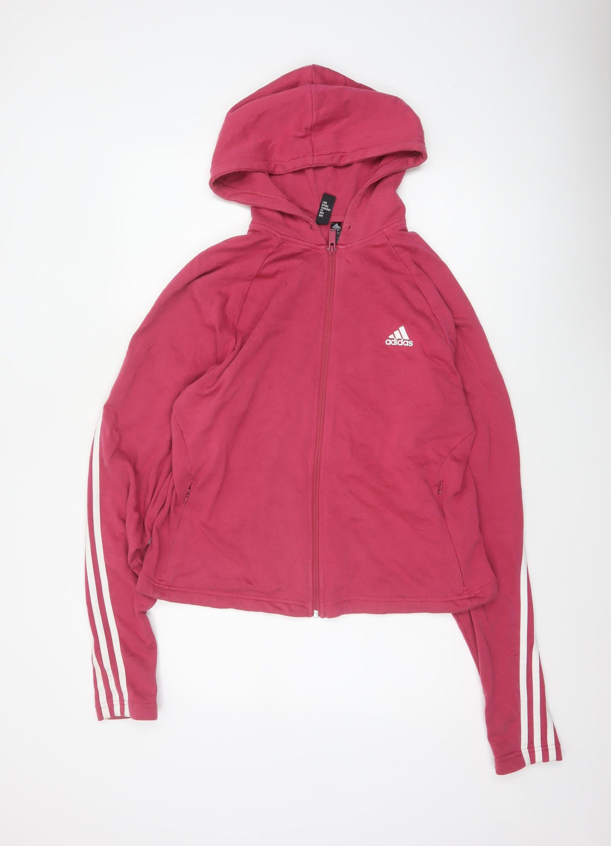 Adidas Women Pink UK 20 Full Zip Hooded Logo Hoodie