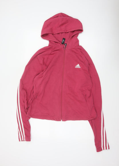 Adidas Women Pink UK 20 Full Zip Hooded Logo Hoodie