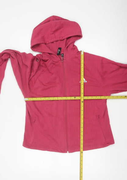 Adidas Women Pink UK 20 Full Zip Hooded Logo Hoodie