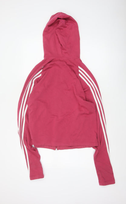 Adidas Women Pink UK 20 Full Zip Hooded Logo Hoodie