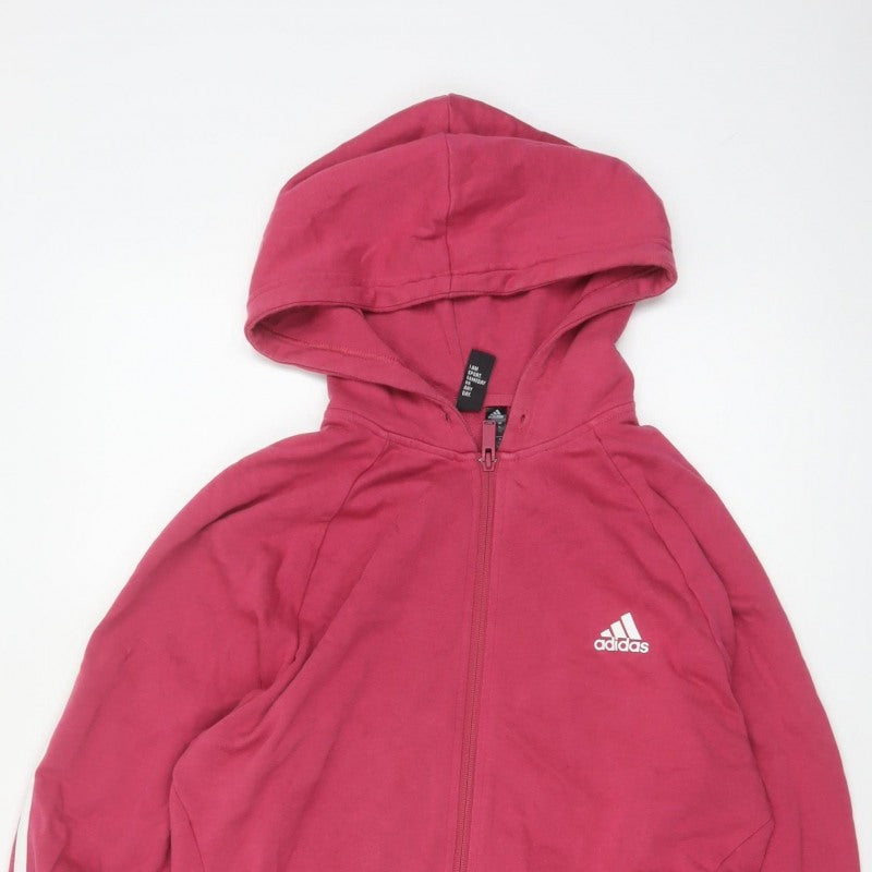Adidas Women Pink UK 20 Full Zip Hooded Logo Hoodie