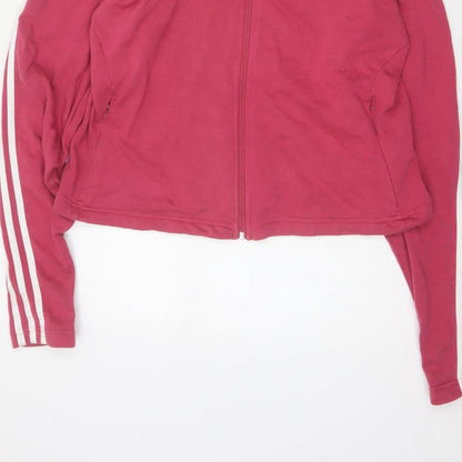 Adidas Women Pink UK 20 Full Zip Hooded Logo Hoodie