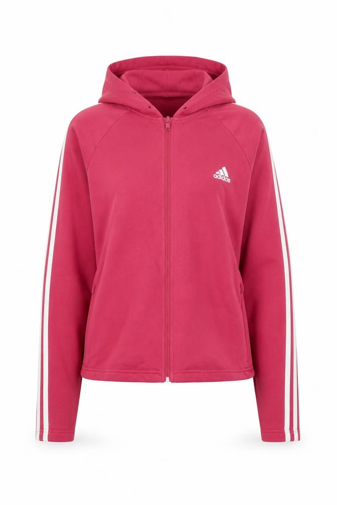Adidas Women Pink UK 20 Full Zip Hooded Logo Hoodie