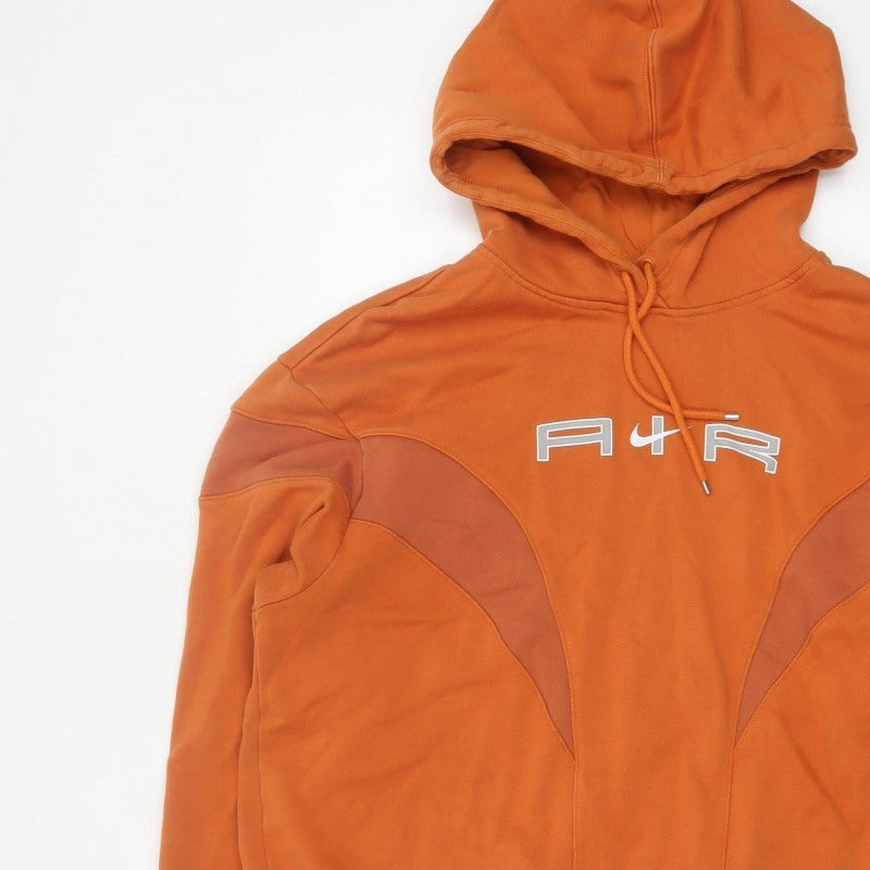Nike Air Men’s Orange S Pullover Hoodie Logo Fleece