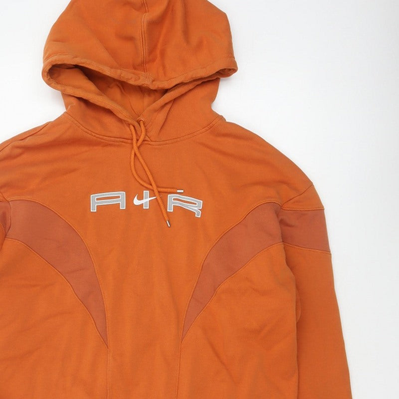 Nike Air Men’s Orange S Pullover Hoodie Logo Fleece