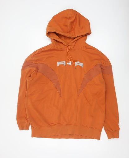 Nike Air Men’s Orange S Pullover Hoodie Logo Fleece