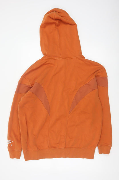 Nike Air Men’s Orange S Pullover Hoodie Logo Fleece